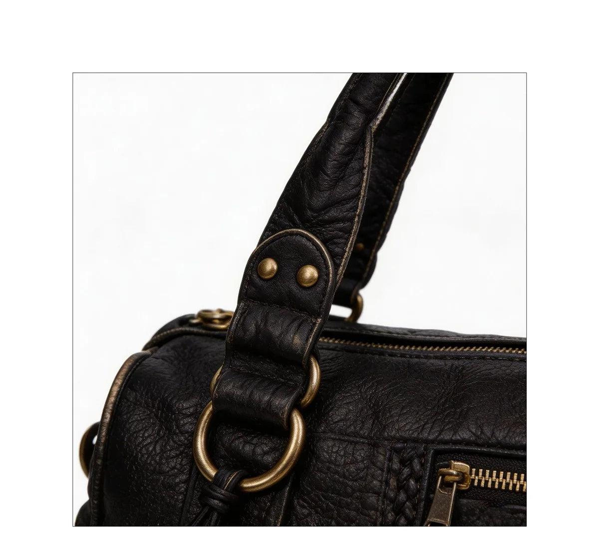 Damen-Handtasche aus PU-Leder Weinrot Großes Fassungsvermögen Schultertasche Boston-Stil