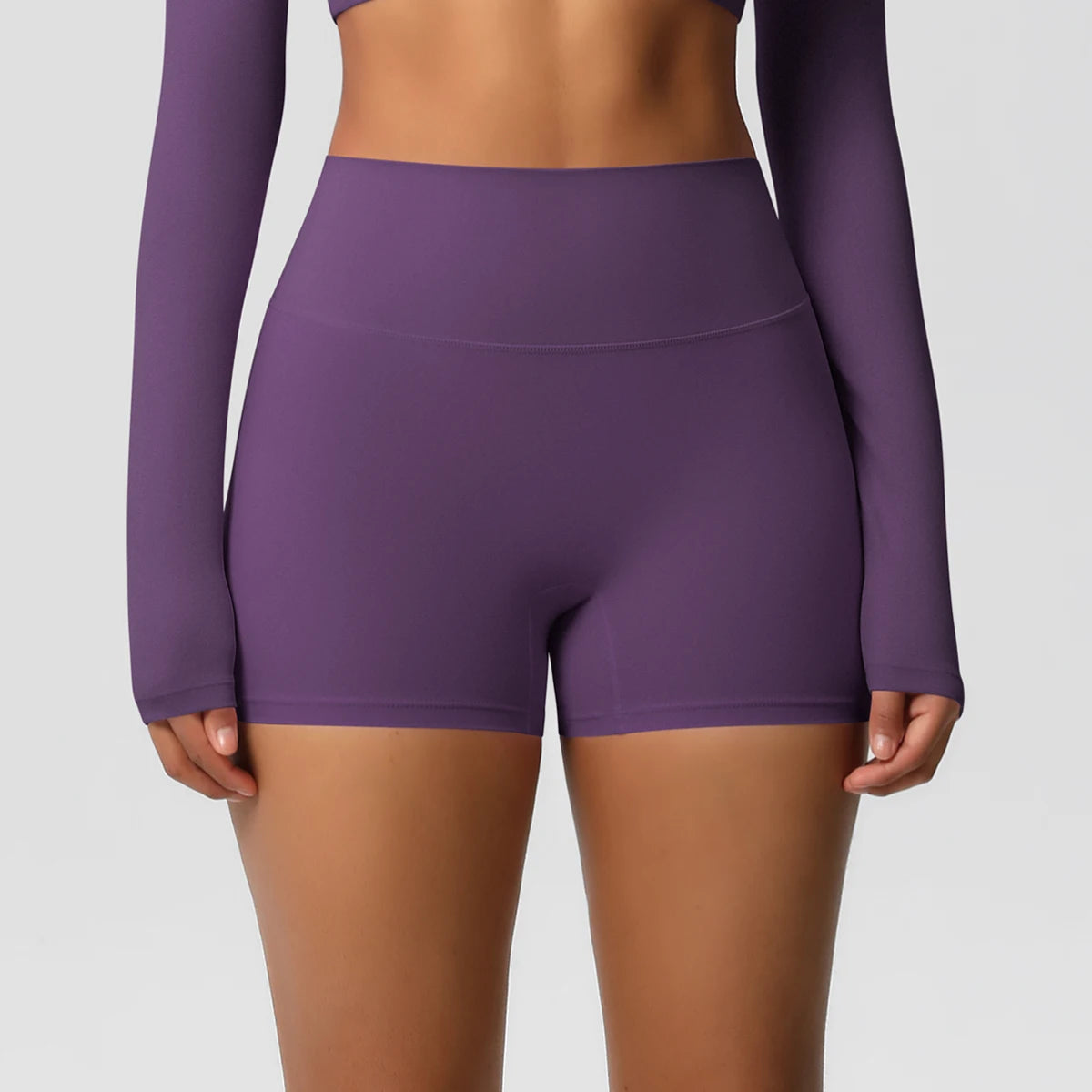 Yoga-Shorts mit Push-up-Effekt, dunkelviolette High-Waist-Passform