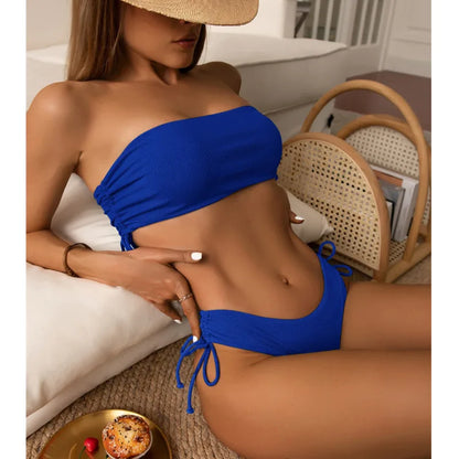 Gestreifter Sexy Bikini für Damen – Zweiteiliges Badeanzug-Set für Strand und Pool