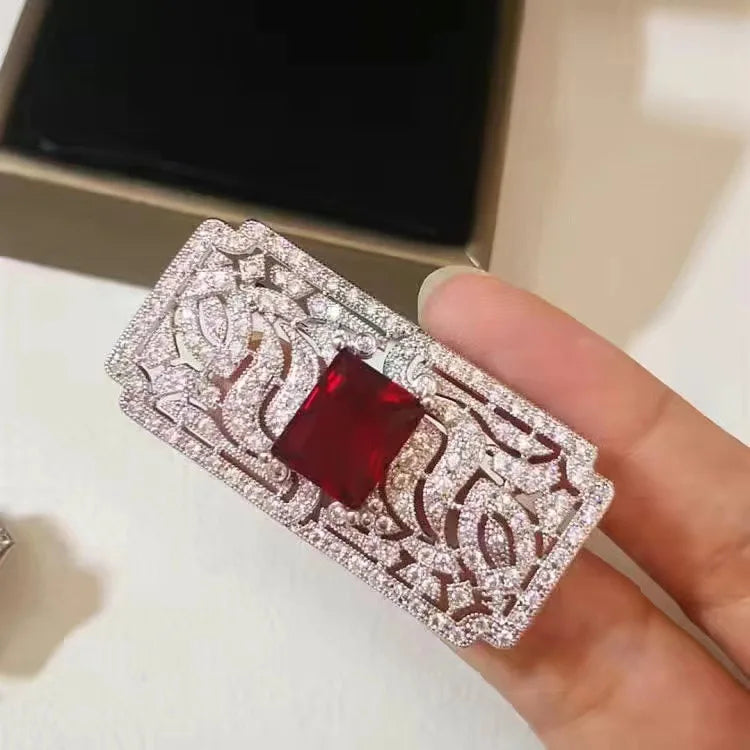 Brosche Strass Kristall Rechteck glänzend elegant Unisex Mantel