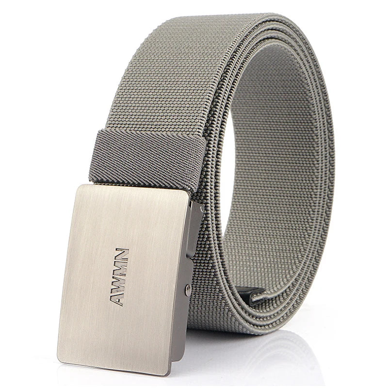 VATLY Silber Stretch-Gürtel Herren 3,8 cm mit Schnellverschluss 105–125 cm