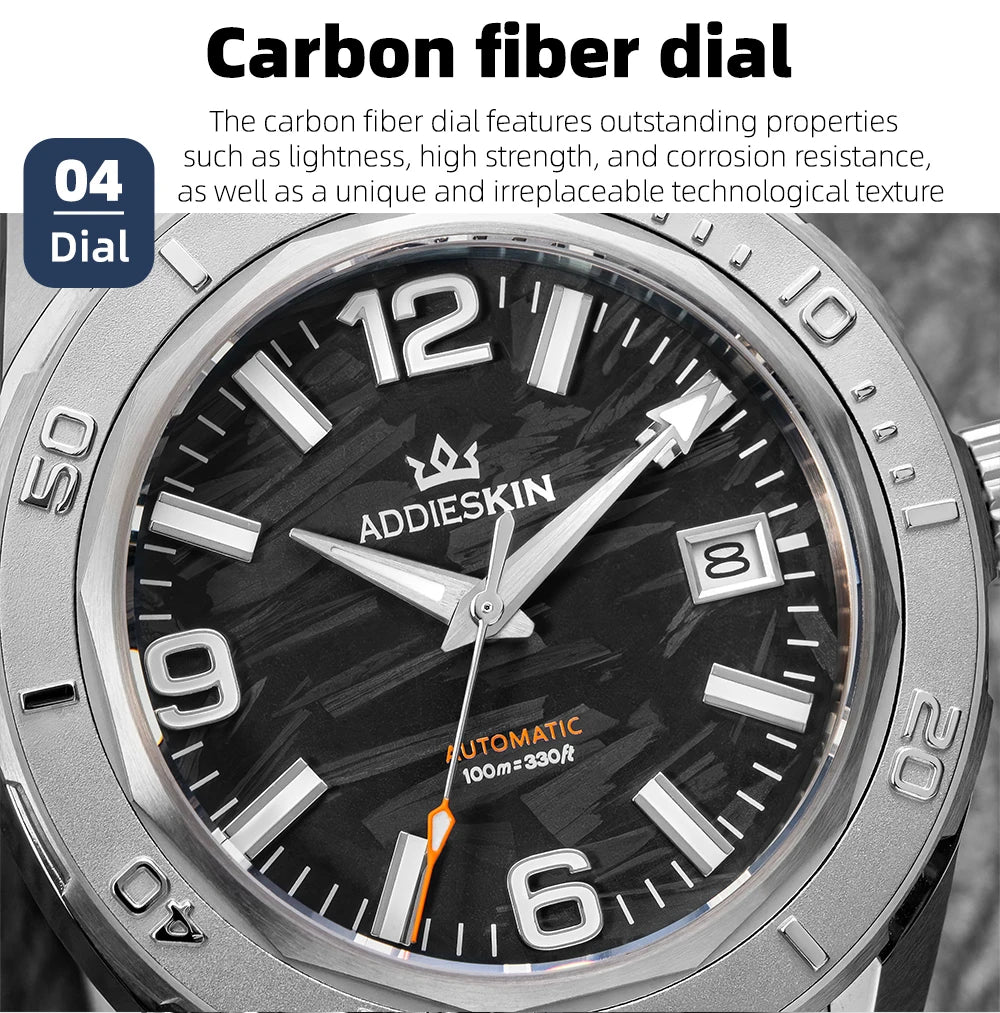 Herren-Automatikuhr mit Carbon-Zifferblatt und Saphirglas