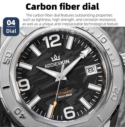 Herren-Automatikuhr mit Carbon-Zifferblatt und Saphirglas