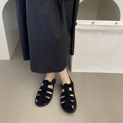 AIYUQI Damensandalen 2025, neue gewebte hohle römische Sandalen für Frauen, Sommer, große Schweinekäfig-weibliche Schuhe