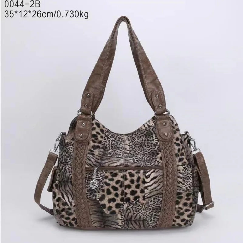 Damen-Schultertasche Aus PU-Leder Mit Reißverschluss Und Innenfächern Großes Stauraumvolumen