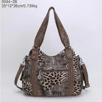 Damen-Schultertasche Aus PU-Leder Mit Reißverschluss Und Innenfächern Großes Stauraumvolumen
