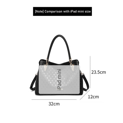 Damen-Handtasche aus echtem Leder mit Diamantprägung und vielseitige Trageweise im Alltag