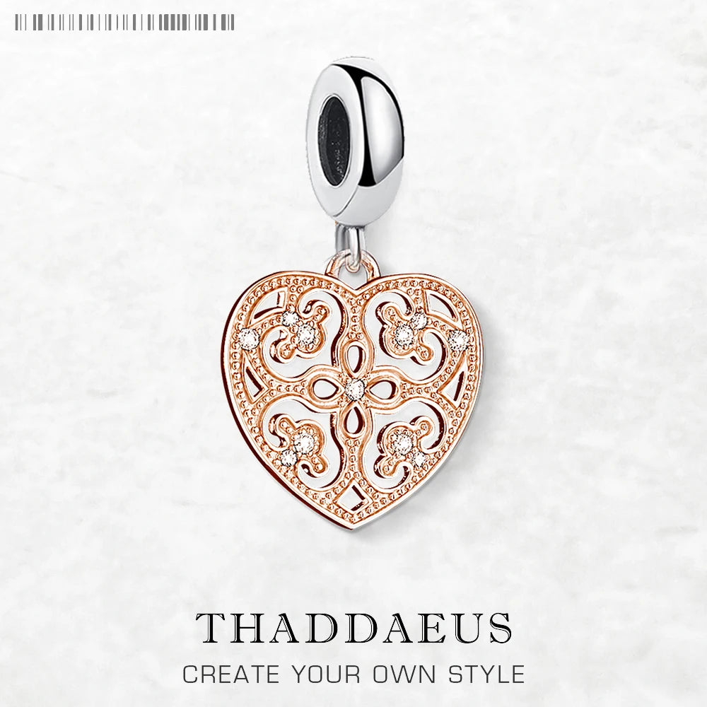 Damen-Charm-Anhänger Ornament Herz ethnisch Liebe aus Sterlingsilber