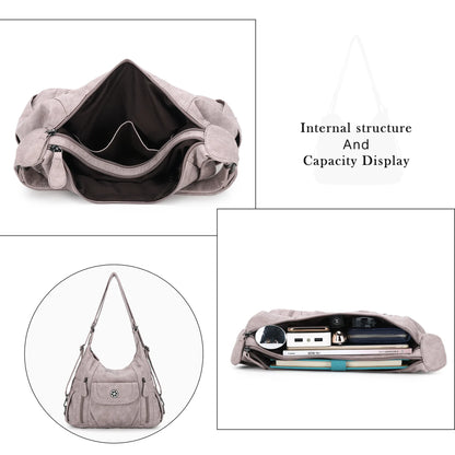 Damen-Schultertasche aus PU-Leder mit Mehrfachfächern, Handyfach und Geldbörse, Alltagstauglich