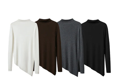 Amii-Pullover, vier Farben: creme, braun, dunkelgrau und schwarz, Halb-Rollkragen
