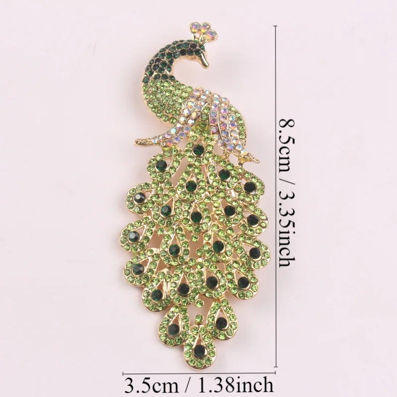 Brosche Pfau Kristall Emaille Tier Anstecknadel Damen