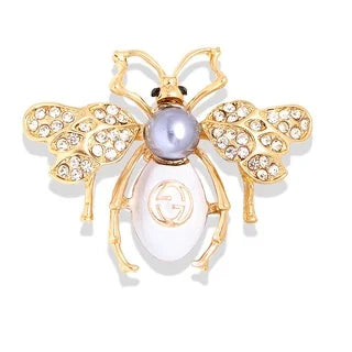 Brosche Biene Kristall Strass Groß Metall Vintage Luxus Anzug Damen