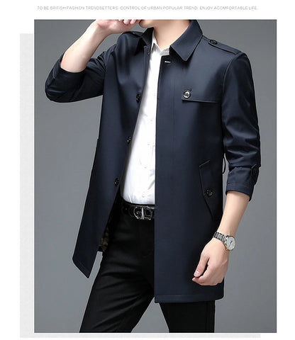Langer Trenchcoat für Herren – Leichtmantel für Frühling & Herbst