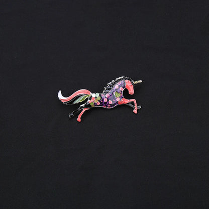 Brosche Tier Fantasy Emaille Strass Fuchs Einhorn Pferd Vogel gemischt