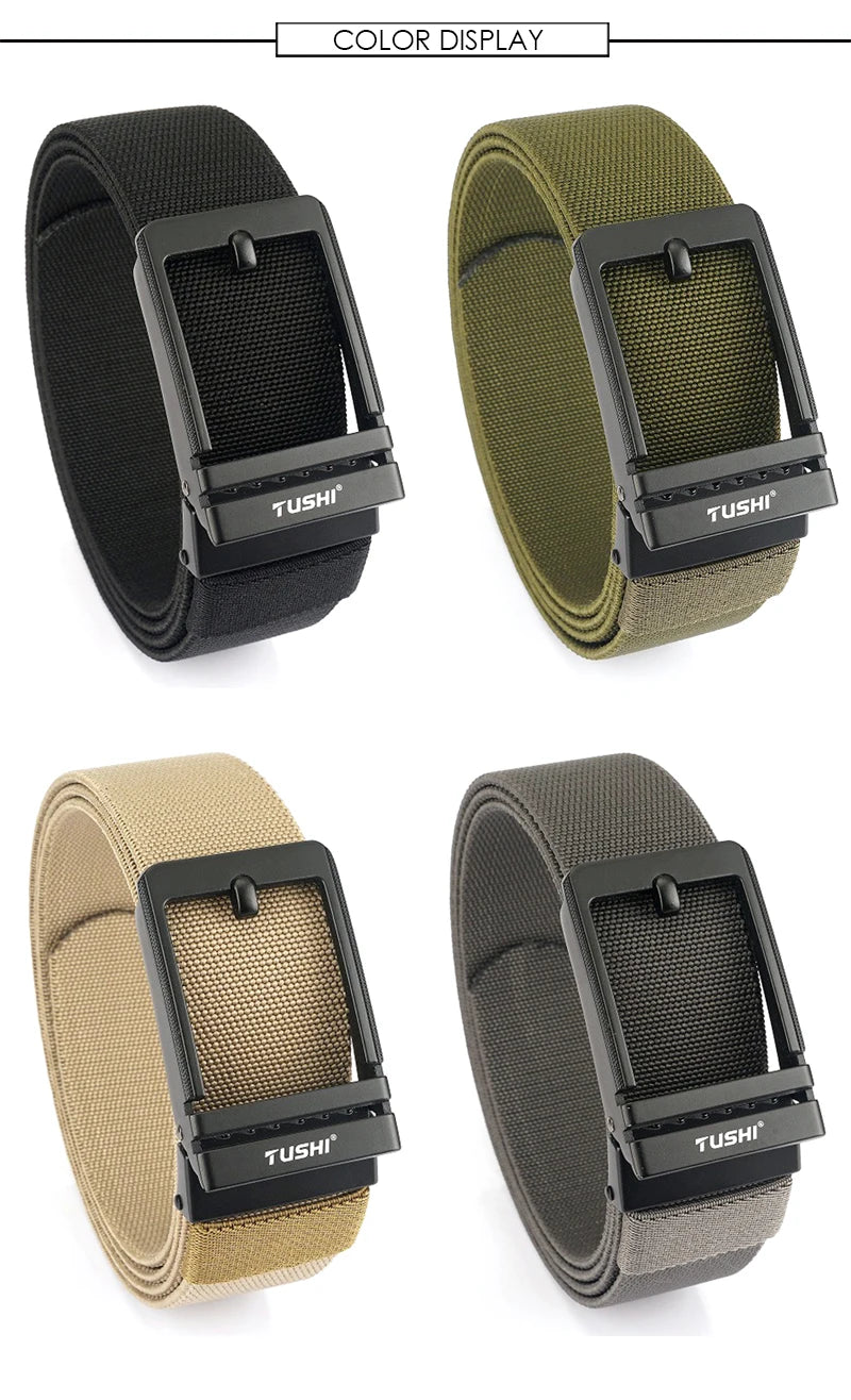 VATLY Herren Stretch-Gürtel 38mm mit Automatik-Schnalle aus Nylon