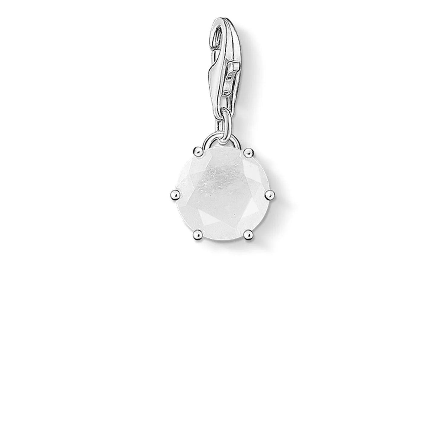 Sterlingsilber-Anhänger mit rundem klar-weißem Facettenstein und Öse