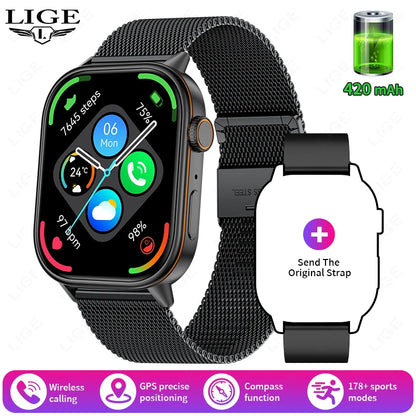 Männer GPS Smartwatch mit 2,01 Zoll HD Bildschirm und Bluetooth-Anruf