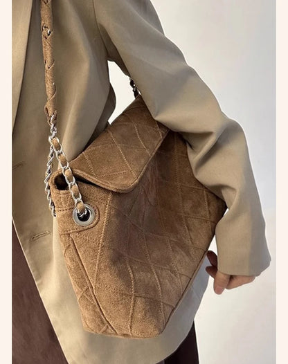 Damen Schultertasche mit großem Fassungsvermögen im Retro-Look