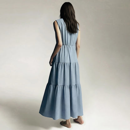 Zeitloses Ärmelloses Damen Kleid Tailliert Mit Kragen Für Jeden Anlass
