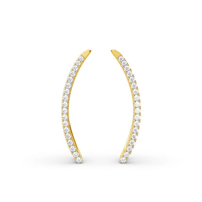 Damen-Moissanit-Blatt-Kletterohrringe aus 925er Silber, Zertifiziertes Schmuckstück für Hochzeit