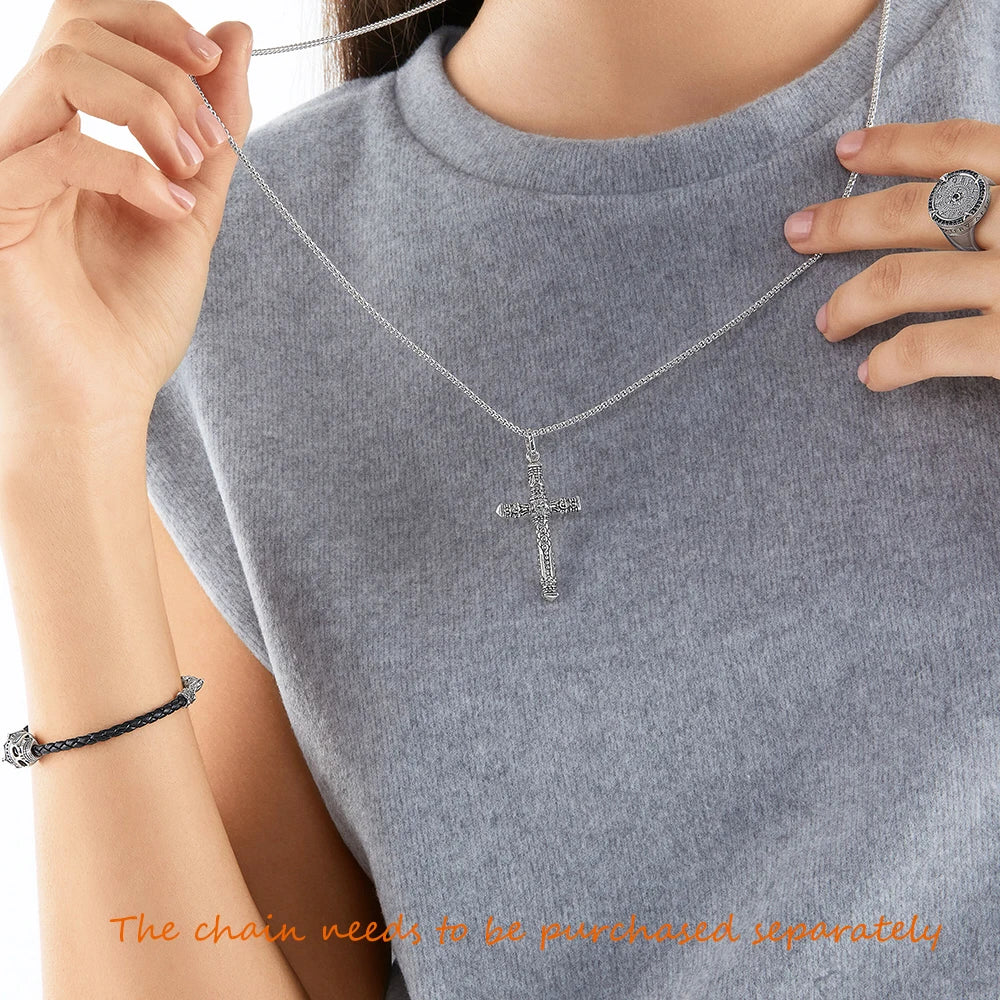 Damen-Charm-Anhänger Talisman-Kreuz außergewöhnlich handgefertigt aus Sterlingsilber