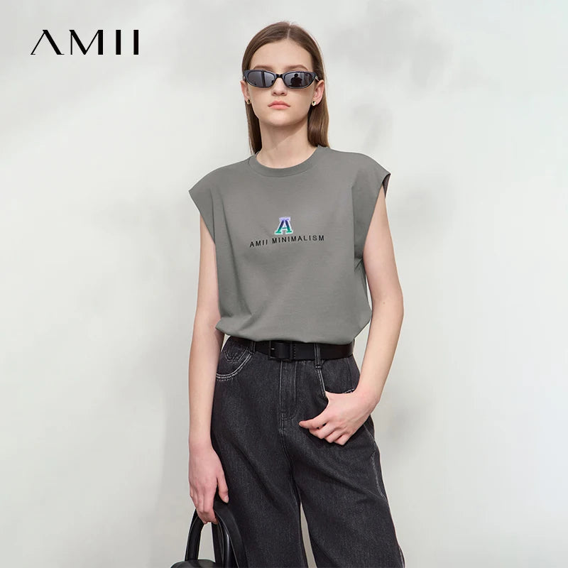 Damen T-Shirt mit Rundhalsausschnitt und besticktem lockeren Design für den Sommer