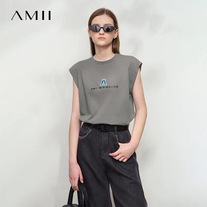 Damen T-Shirt mit Rundhalsausschnitt und besticktem lockeren Design für den Sommer