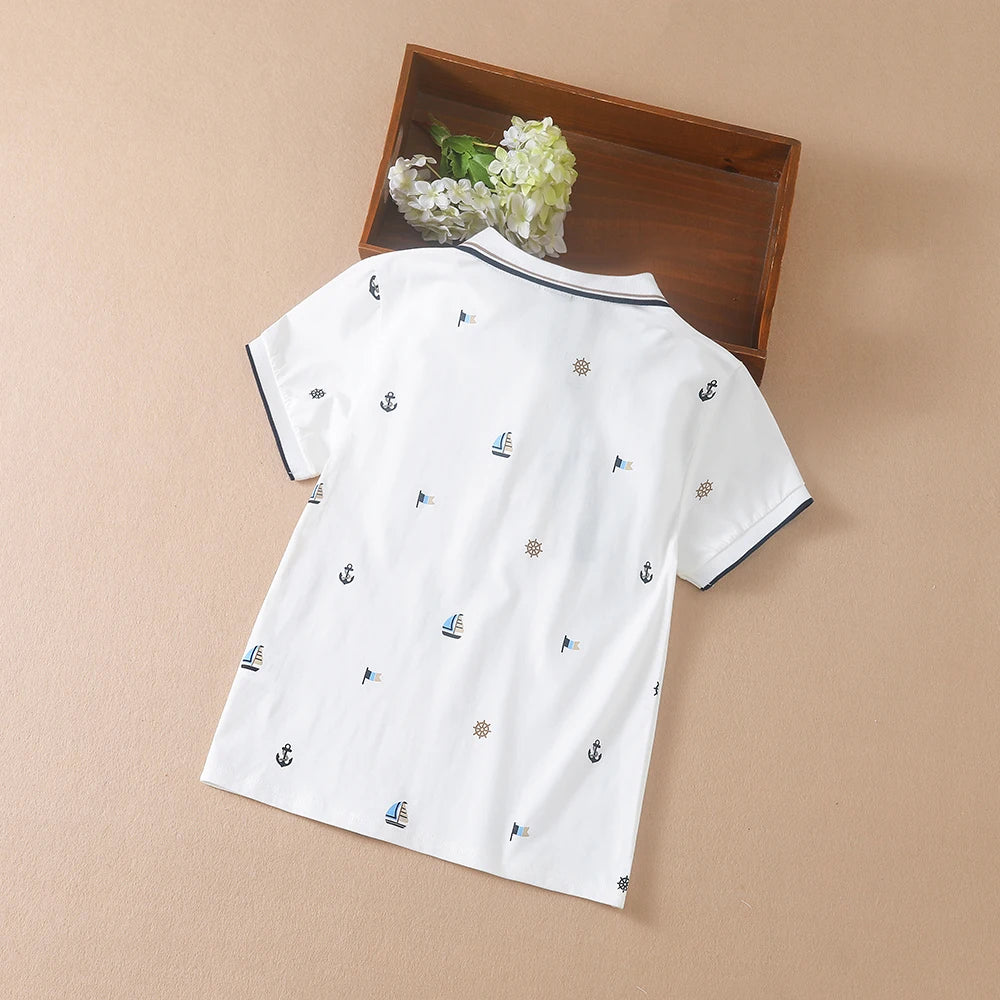 Jungen-Shirts, 2024, neues Sommer-Top, Poloshirt, hochwertige Kinderkleidung, kurzärmeliges Baumwoll-T-Shirt für Kinder