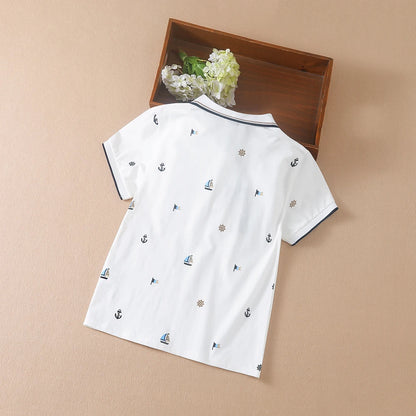 Jungen-Shirts, 2024, neues Sommer-Top, Poloshirt, hochwertige Kinderkleidung, kurzärmeliges Baumwoll-T-Shirt für Kinder