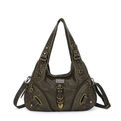 Damen-Schultertasche Vintage Stil mit Top-Griff große Handtasche für Alltag und Freizeit