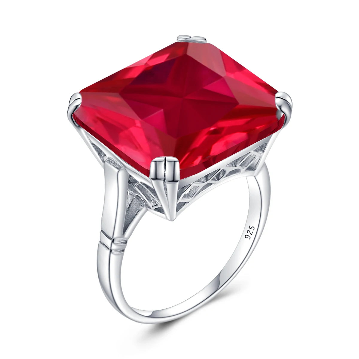 Damen-Ring aus Silber 925 mit Großem Quadratischem Citrin-Stein im Signet-Stil für Hochzeit und Festliche Anlässe