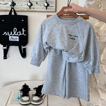 Kinder Hoodie Set mit Punkten und breiten Hosen im koreanischen Stil