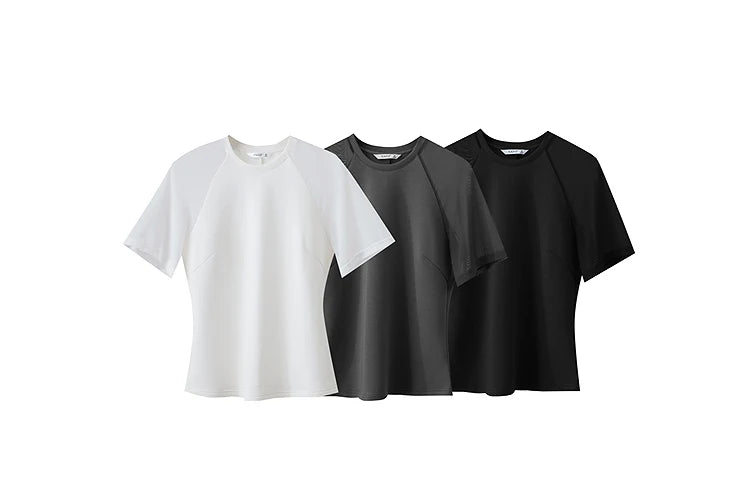 Damen Top im minimalistischen Stil mit O-Ausschnitt und schmaler Passform