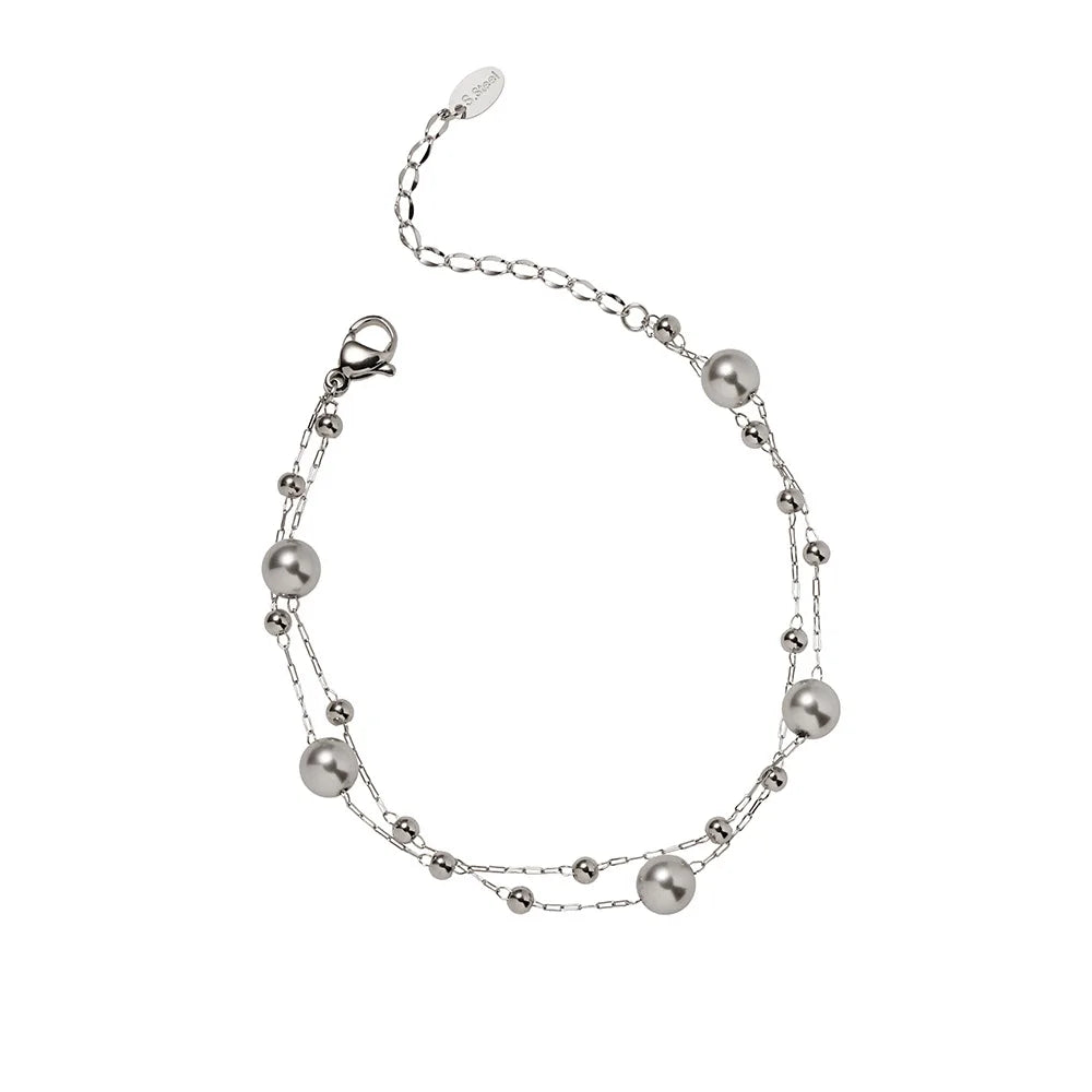 Damen-Armband mit Glasperle aus Titanstahl