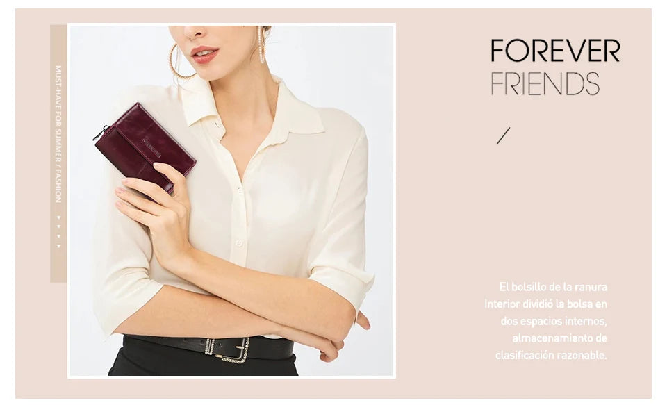 Damen Echtleder Geldbörse Vintage Mode Handtasche Münzfach Geldclip Business