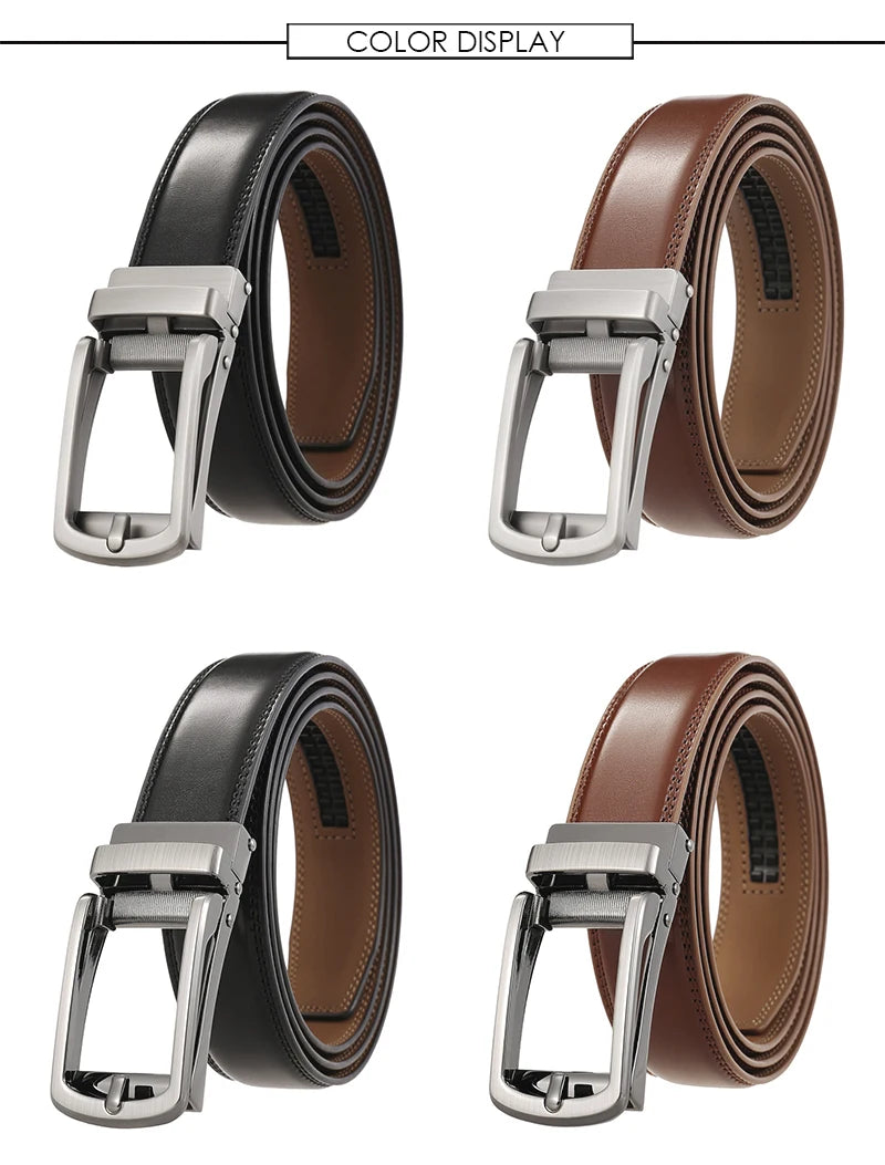 Herren-Gürtel Aus Echtem Leder Mit Automatik-Schnalle Für Anzug Und Business, 31 mm Breite