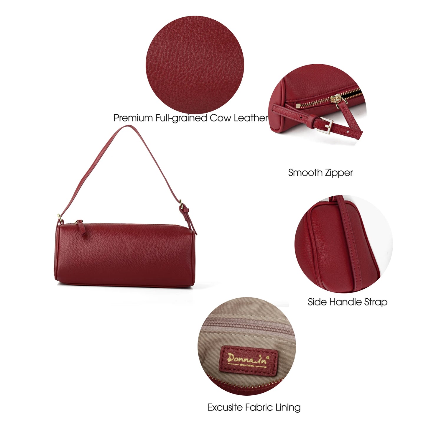 Rindsleder-Handtasche | Top-Handle Mit Schultergurt