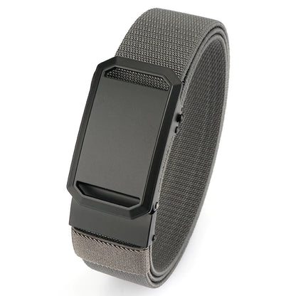 Herren-Gürtel Elastischer Nylon-Gürtel mit Automatik-Schnalle in Grau für Alltag und Freizeit