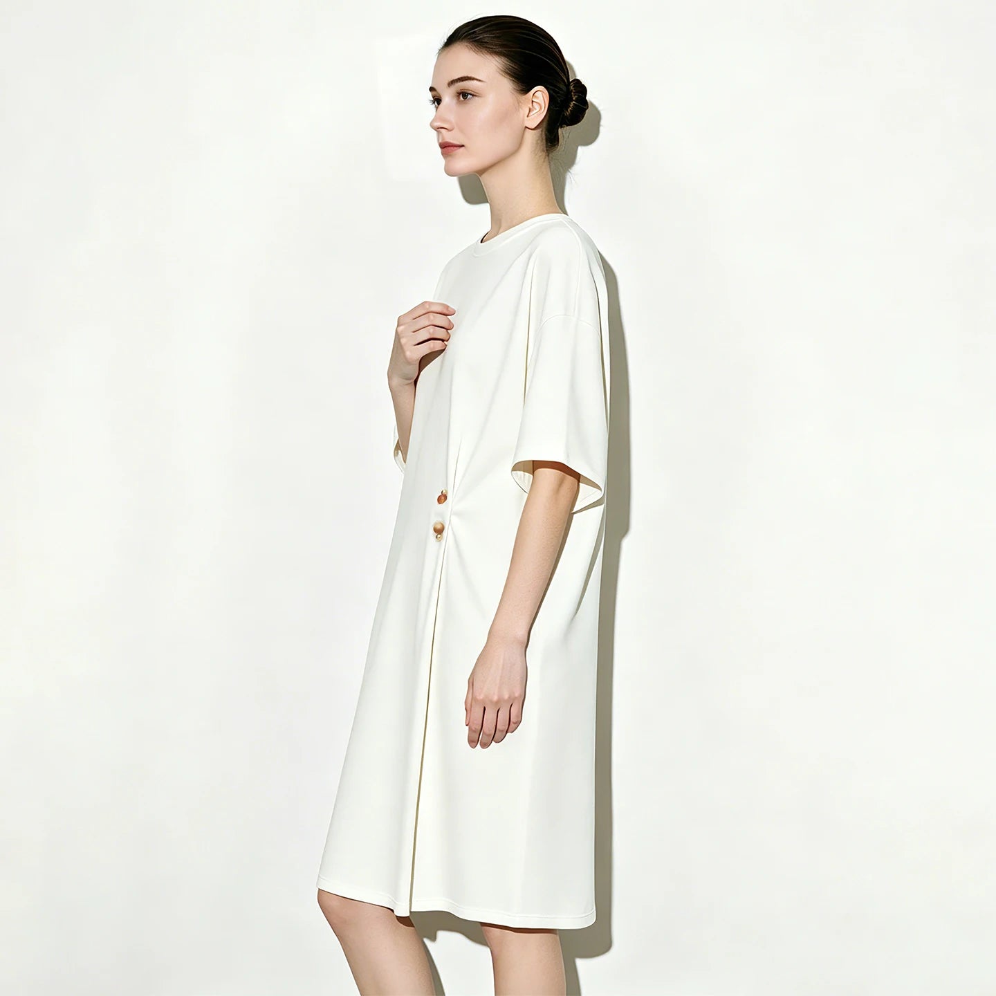 Elegantes Damenkleid Aus Baumwolle Leichter Sitz Für Büro Und Alltag