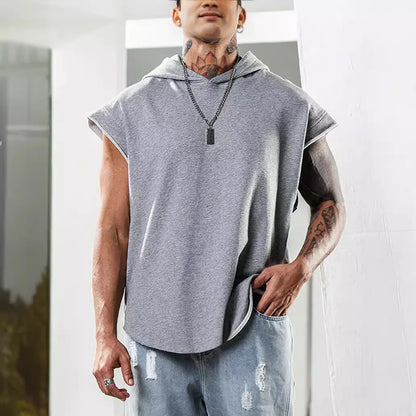 Herren-Fitness-Weste aus Baumwolle mit breiten Trägern und I-Form – ideal für den Sommer.