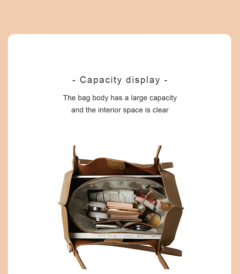 Damen Schultertasche Aus Splitleder Retro-Stil Großes Fassungsvermögen