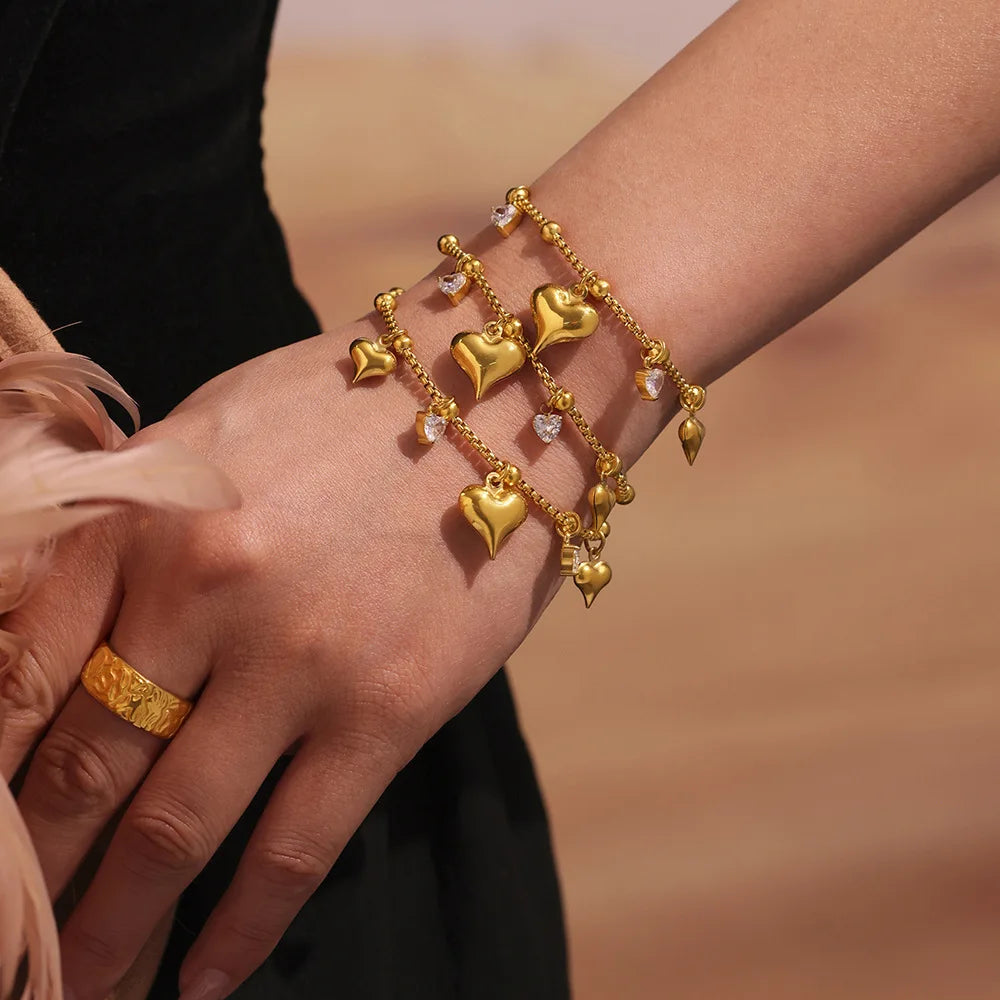 Damen-Armband mit Herz-Zirkonia aus Edelstahl