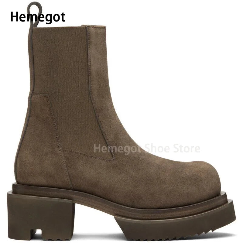 Herren-Chelsea-Stiefel mit elastischem Einsatz, robuster Plateau-Profilsohle, braun