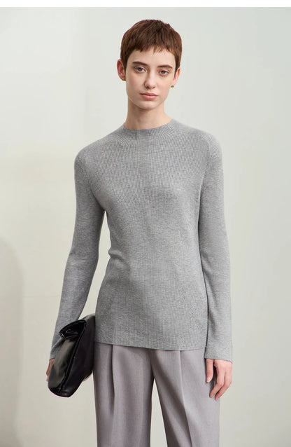 Damen-Halbrollkragen-Pullover Slim Raglan Wolle-Mix Herbst-Winter
