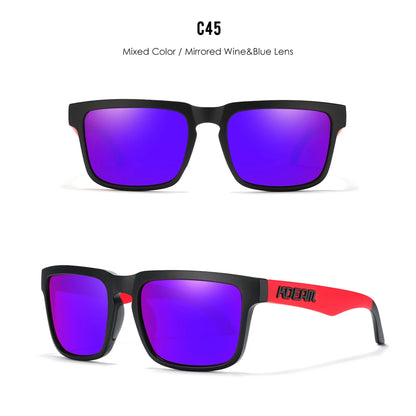 Sonnenbrille quadratisch polarisiert Reißverschlussetui 30 Farben Unisex