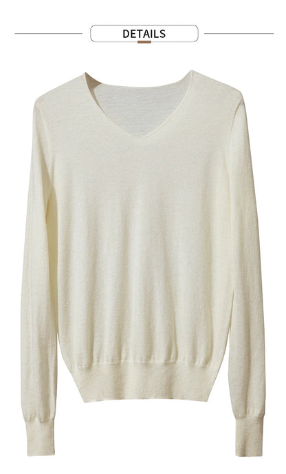 Damen V-Ausschnitt Pullover 100 % Wolle vielseitig Langarm Herbst