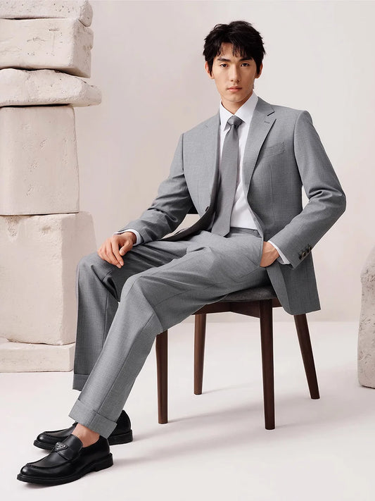 Herren-Sommerhose aus 100% Baumwolle – Dünne, knöchellange Anzughose in Slim-Fit für smarte Casual-Looks in Khaki, Grau oder Schwarz