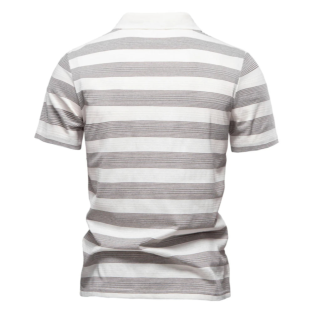 Herren Poloshirt Gestreift Mit V Ausschnitt Und Atmungsaktiver Sommer Passform