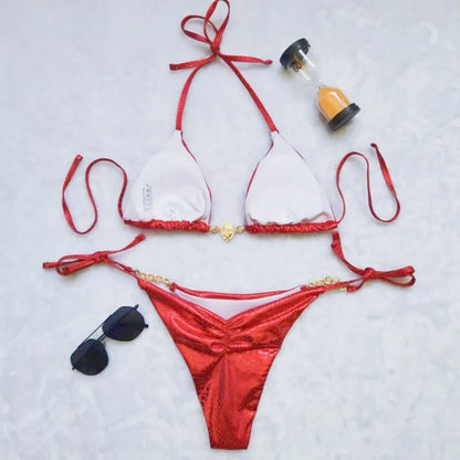 Dreiteiliger Damen-Bikini im brasilianischen Stil – ideal für Strand und Pool