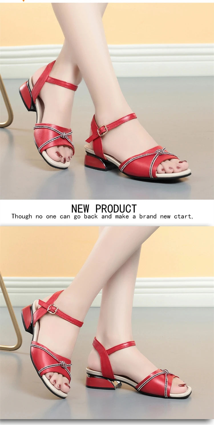 AIYUQI Sandalen Frauen Echtes Leder 2025, Sommer Crop Toe Frauen Sandalen Fisch Mund Große Größe 41 42 43 Römische Sandalen Frauen